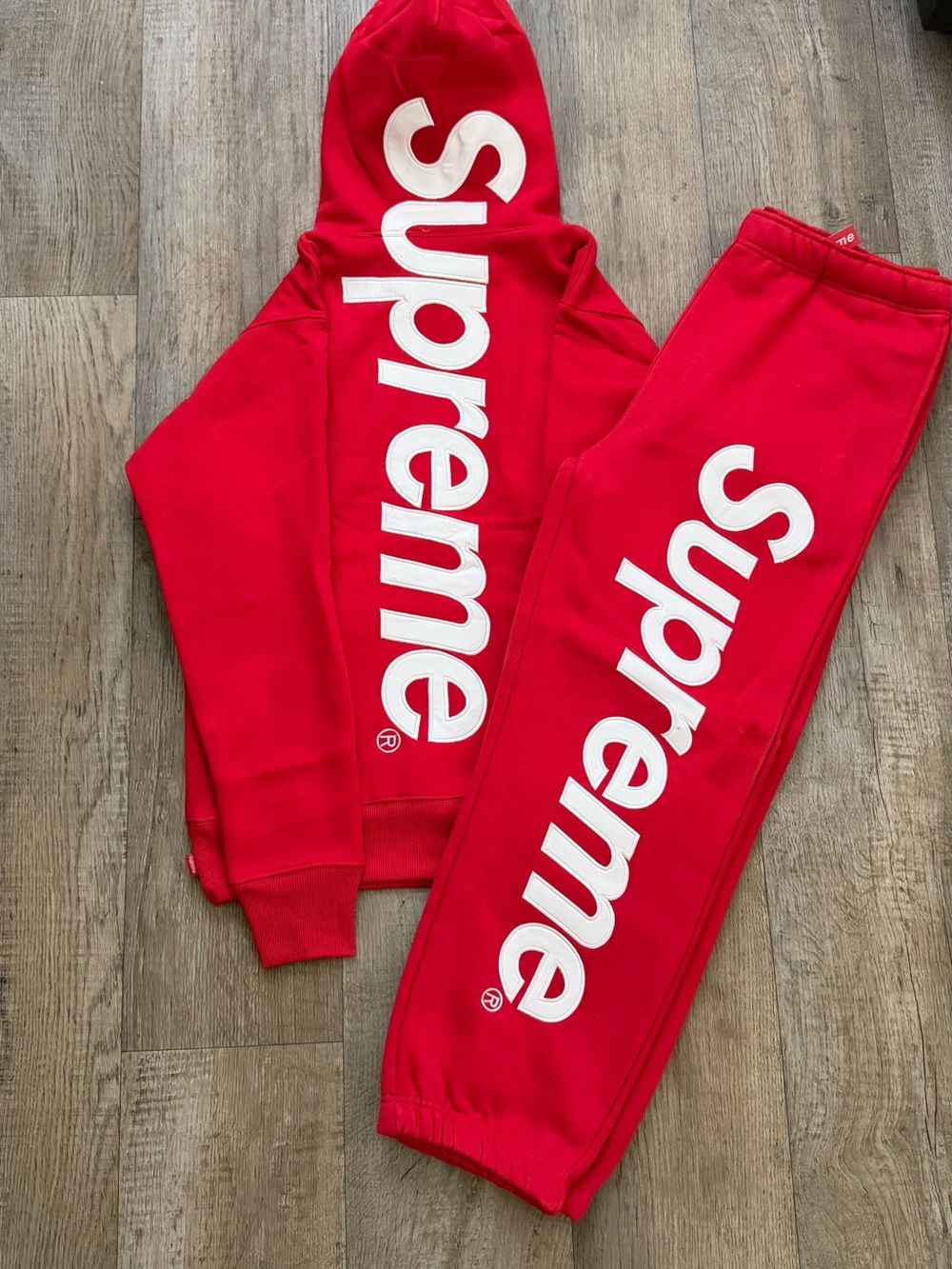 Supreme Red Logo Sweatsuit - Bold White Graphic